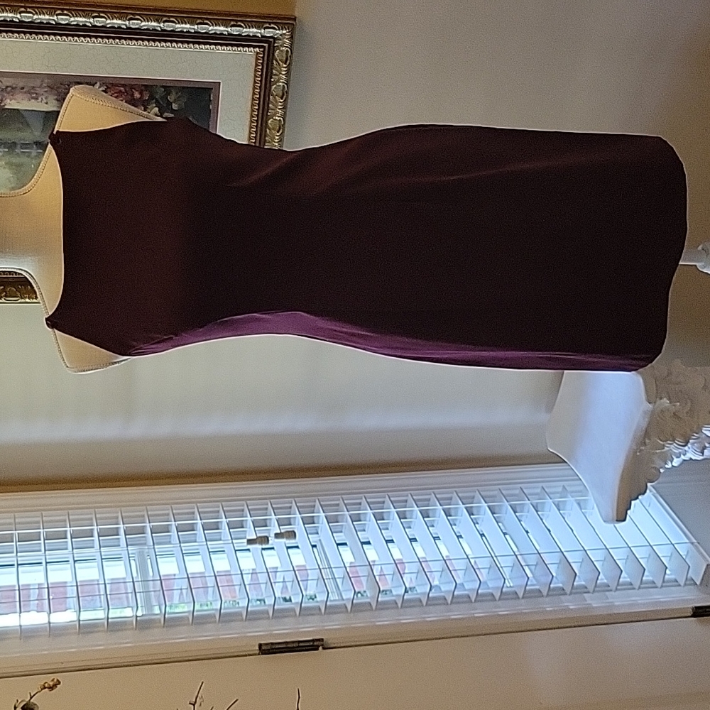 CDC Petites wine suede-like stretch sleeveless dress shoulder strips 8P …EUC